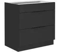 NORIS 80 D 3S BB szafka kuchenna stojąca  z szufladami czarny mat / czarny mat